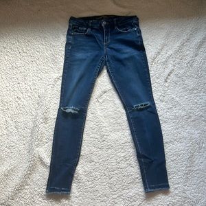 Blue ripped skinny jeans size 5 waist 14in hips 16in